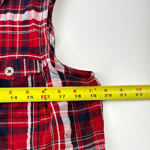 Christopher & Banks Red and Blue Plaid Vest Sleeveless Design - Picture 8 of 8
